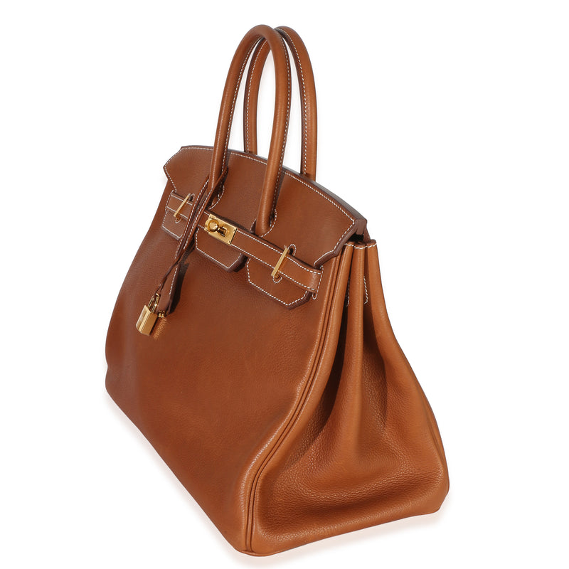 Hermès Fauve Barenia Birkin 35 Ghw Gold Leather Handbag