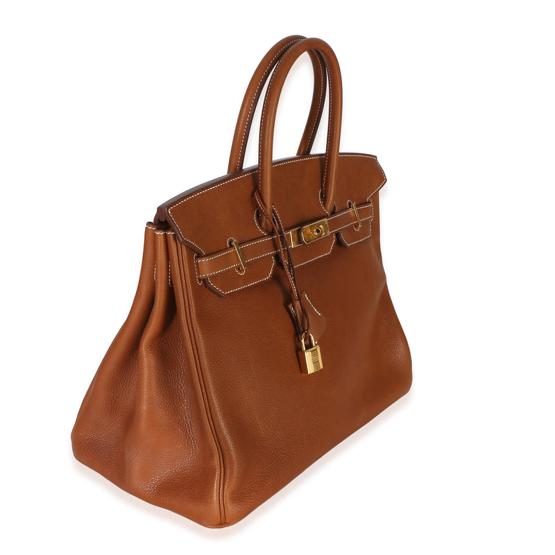 Hermès Fauve Barenia Birkin 35 Ghw Gold Leather Handbag
