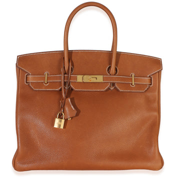 Hermès Fauve Barenia Birkin 35 Ghw Gold Leather Handbag