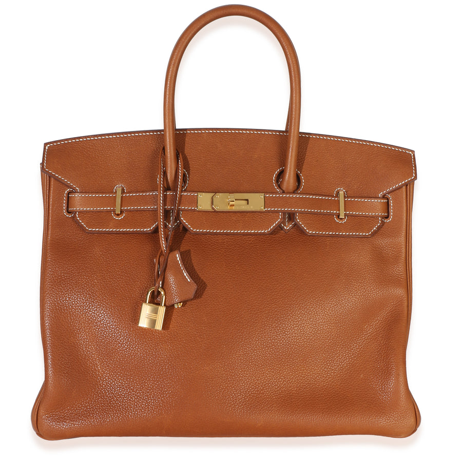 Hermès Fauve Barenia Birkin 35 Ghw Gold Leather Handbag