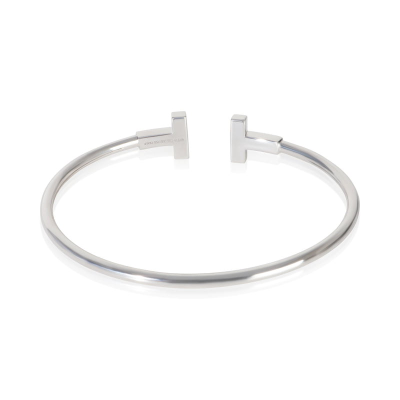 Tiffany & Co. White Gold Diamond T Wire Bracelet 18k