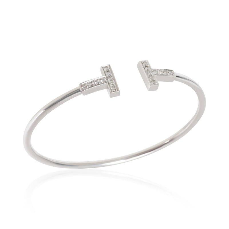 Tiffany & Co. White Gold Diamond T Wire Bracelet 18k