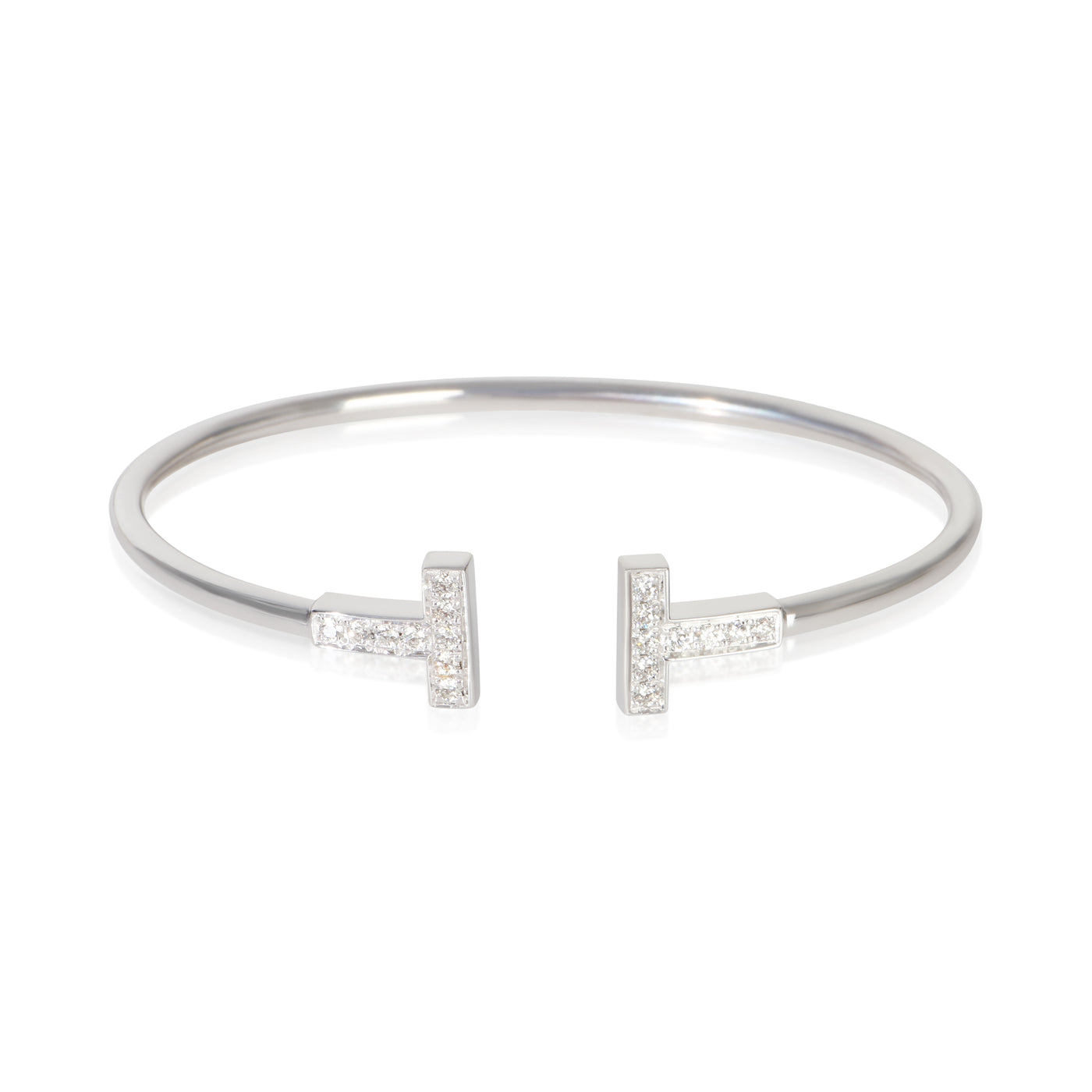 Tiffany & Co. White Gold Diamond T Wire Bracelet 18k