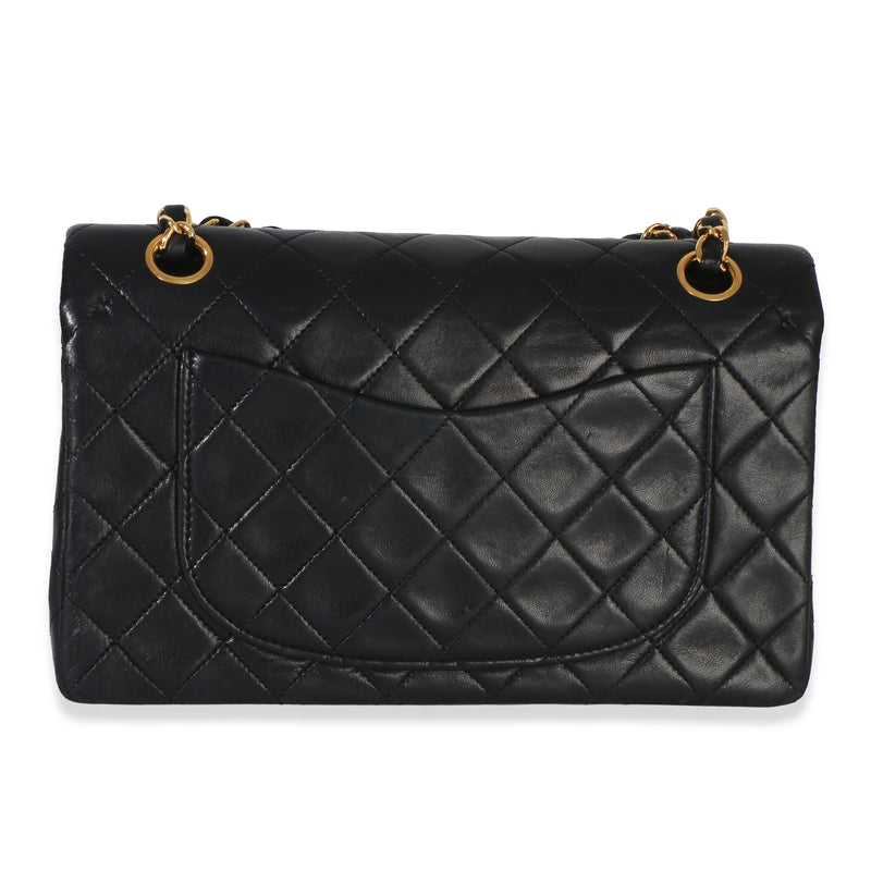 Chanel Vintage 24k Black Quilted Lambskin Small Classic Double Flap Bag Leather Handbag