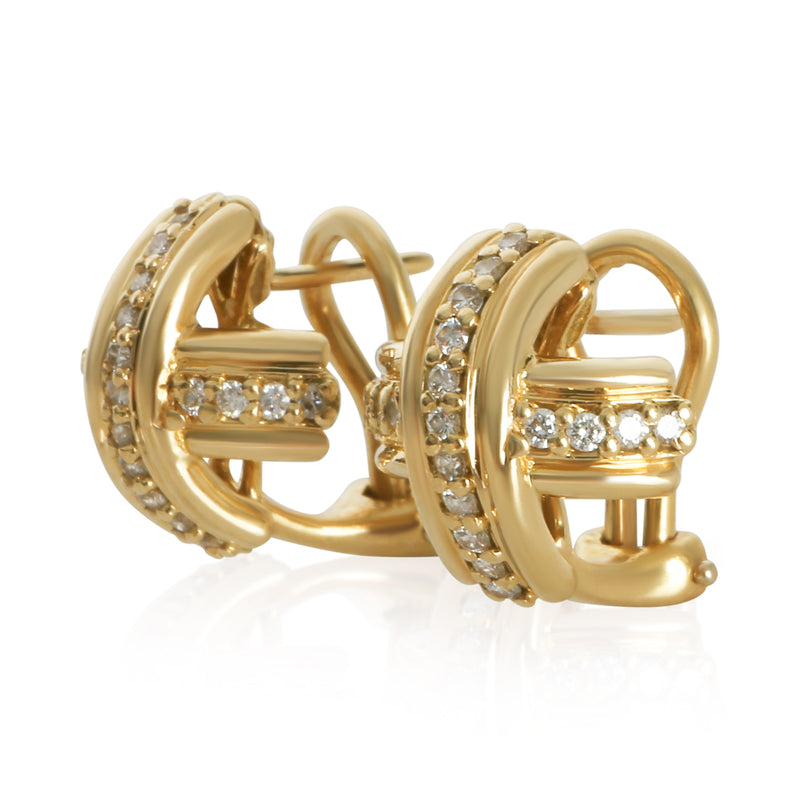 Tiffany & Co. Yellow Gold Diamond Vintage Signature X Earrings 18k