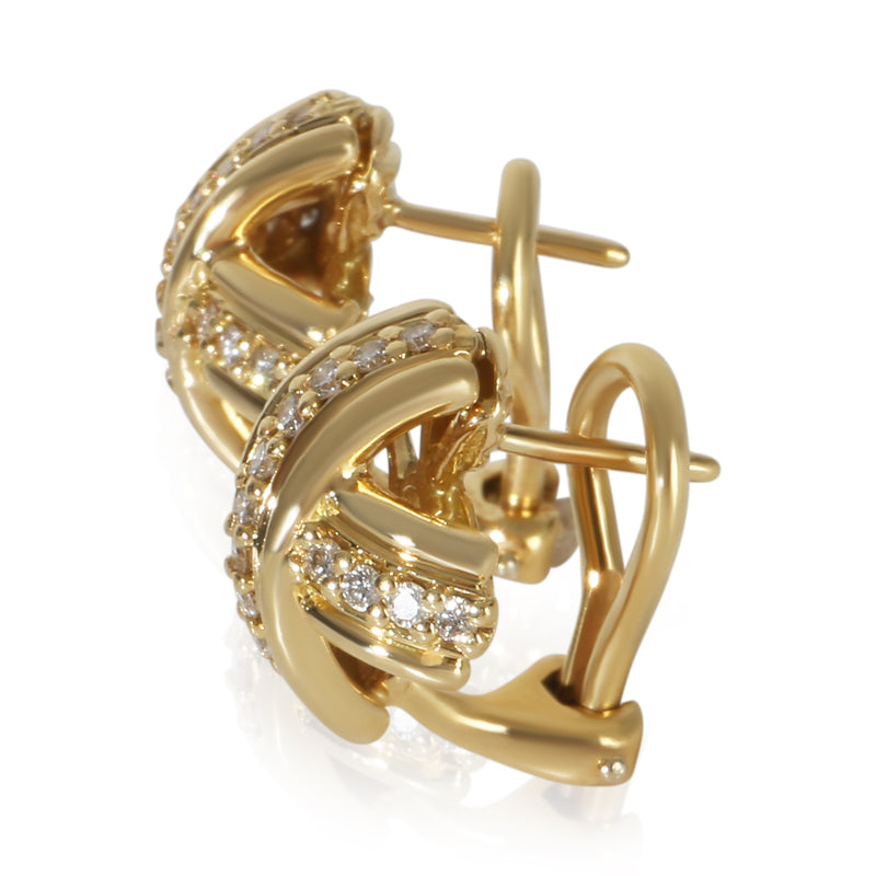Tiffany & Co. Yellow Gold Diamond Vintage Signature X Earrings 18k
