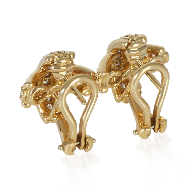 Tiffany & Co. Yellow Gold Diamond Vintage Signature X Earrings 18k