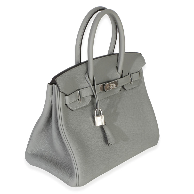 Hermès Gris Mouette Togo Birkin 30 Phw Gray Leather Handbag