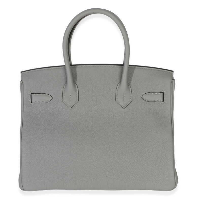 Hermès Gris Mouette Togo Birkin 30 Phw Gray Leather Handbag