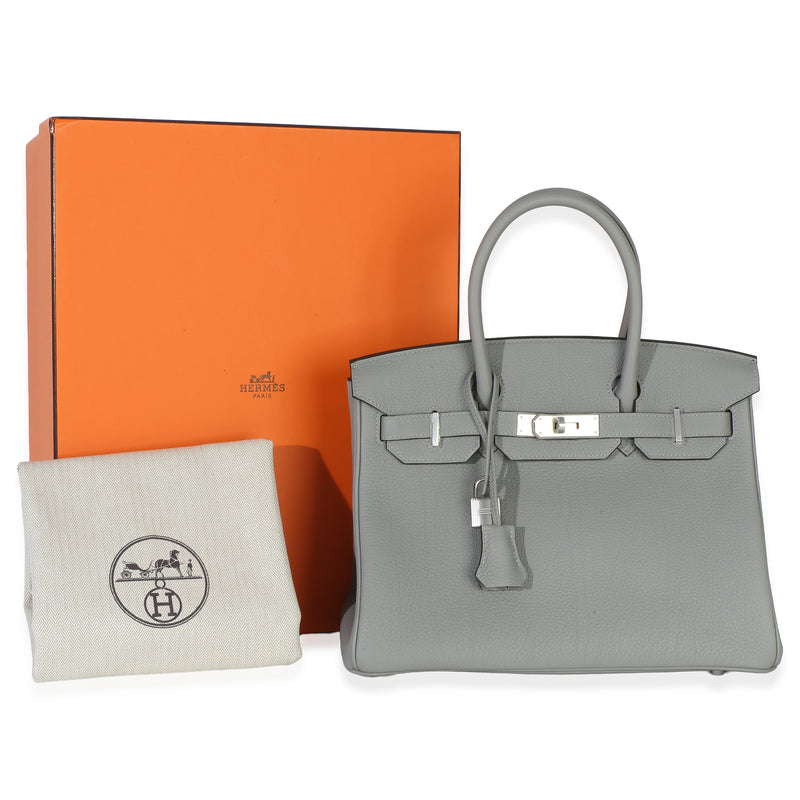 Hermès Gris Mouette Togo Birkin 30 Phw Gray Leather Handbag