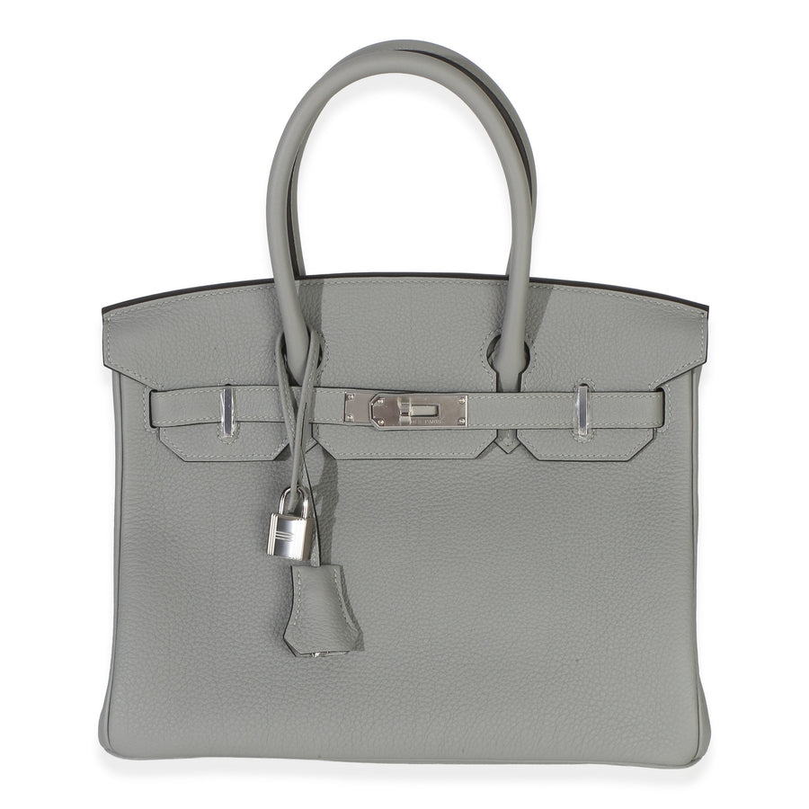 Hermès Gris Mouette Togo Birkin 30 Phw Gray Leather Handbag