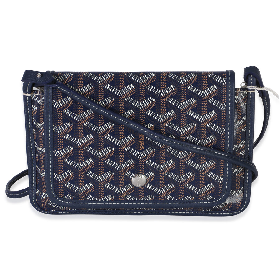 Goyard Navy Goyardine Canvas Plumet Wallet Blue Handbag