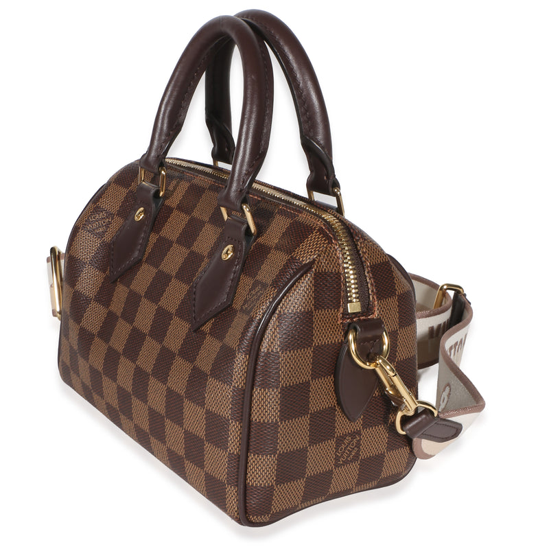 Louis Vuitton Damier Ebene Canvas Speedy Bandouliere 20 Brown Coated Handbag