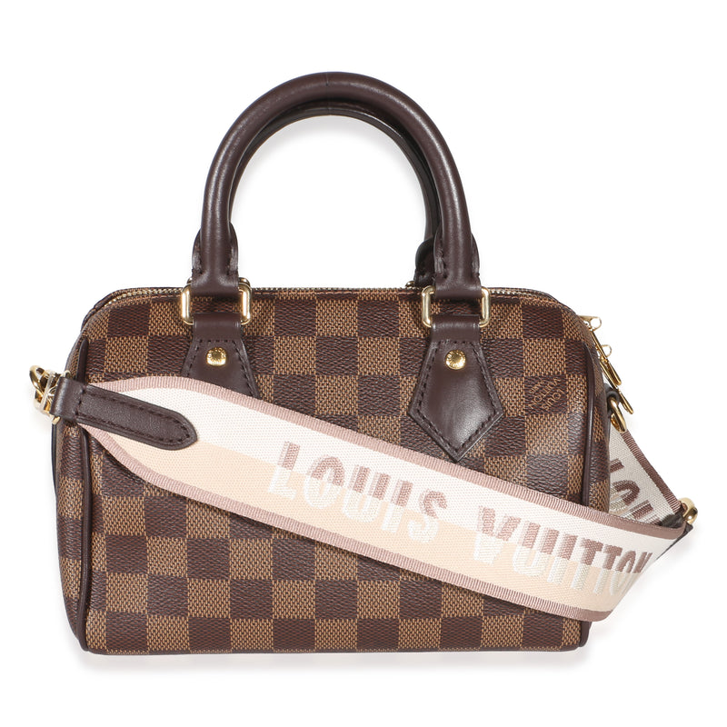Louis Vuitton Damier Ebene Canvas Speedy Bandouliere 20 Brown Coated Handbag