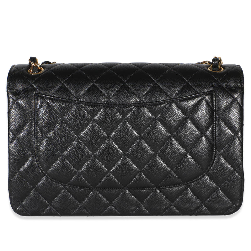 Chanel Black Quilted Caviar Jumbo Double Flap Bag Leather Handbag