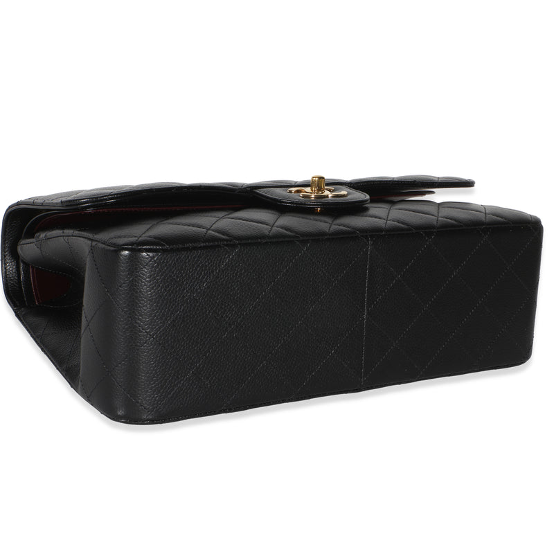 Chanel Black Quilted Caviar Jumbo Double Flap Bag Leather Handbag