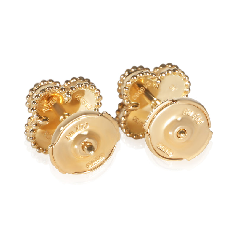 Van Cleef & Arpels Yellow Gold Onyx Sweet Alhambra Earrings 18k