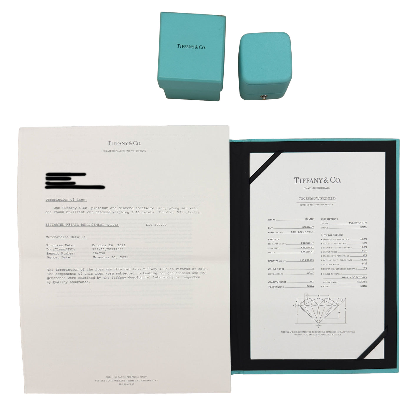 Tiffany & Co. 1.15 Ct Round Brilliant Diamond Engagement Ring 950