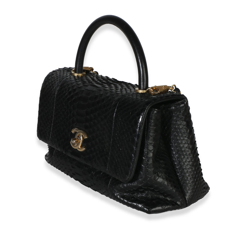 Chanel Black Python Medium Coco Top Handle Bag Exotic