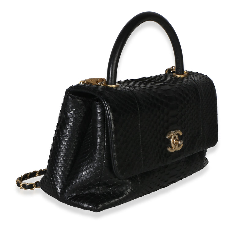 Chanel Black Python Medium Coco Top Handle Bag Exotic
