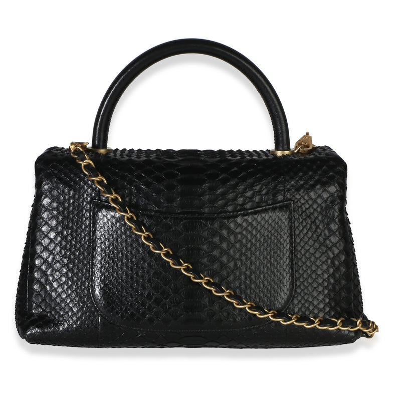 Chanel Black Python Medium Coco Top Handle Bag Exotic