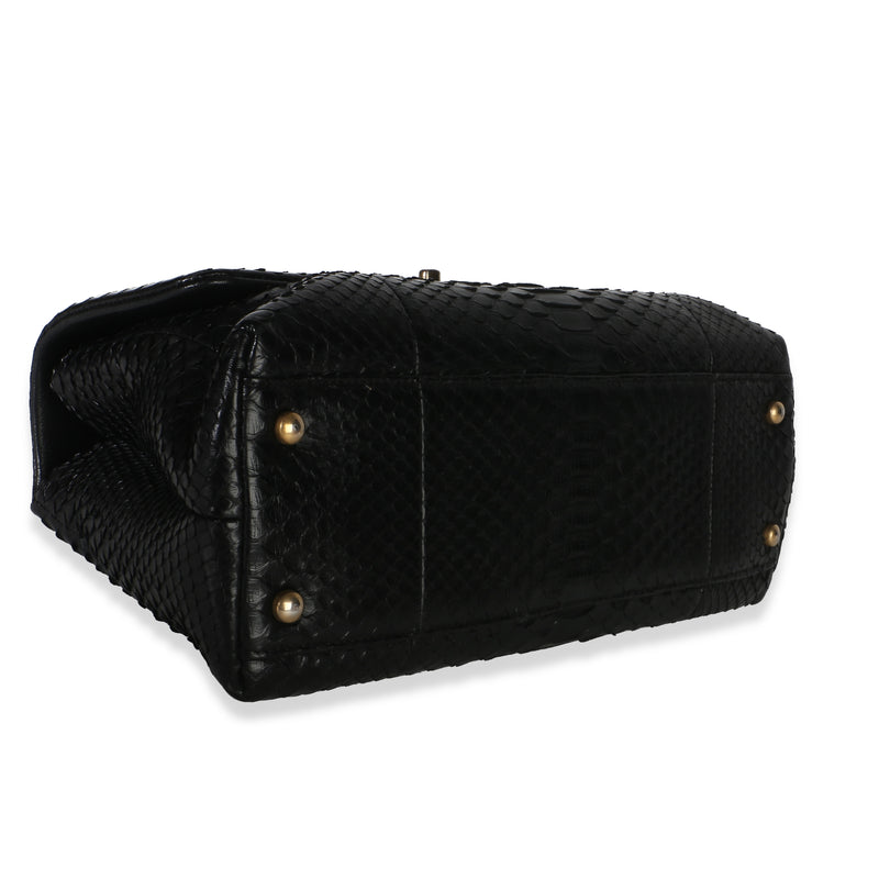 Chanel Black Python Medium Coco Top Handle Bag Exotic