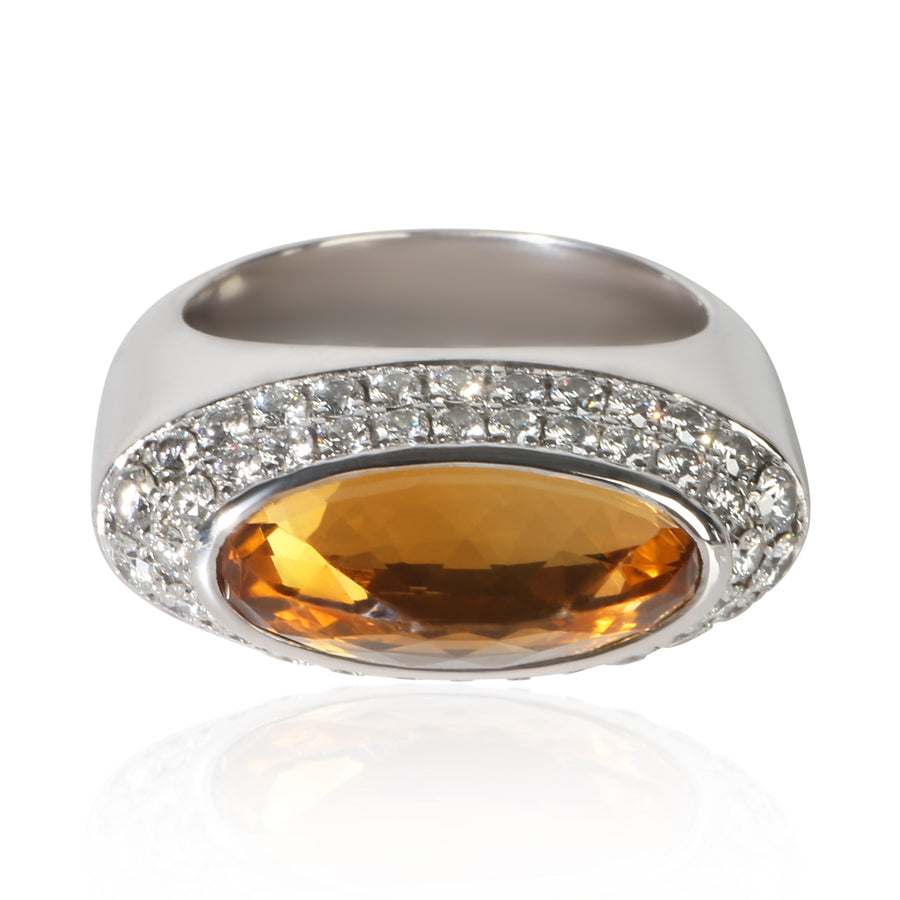 Chopard White Gold Citrine And Diamond Cocktail Ring 18k