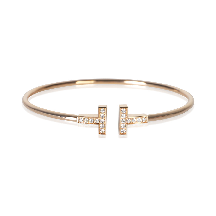 Tiffany & Co. Rose Gold Diamond T Wire Bracelet 18k Bracelets