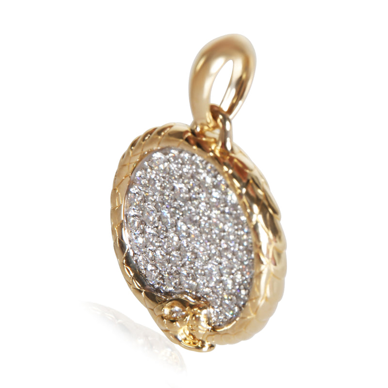 David Yurman Yellow Gold Diamond Oruboros Snake Amulet Pendant 18k