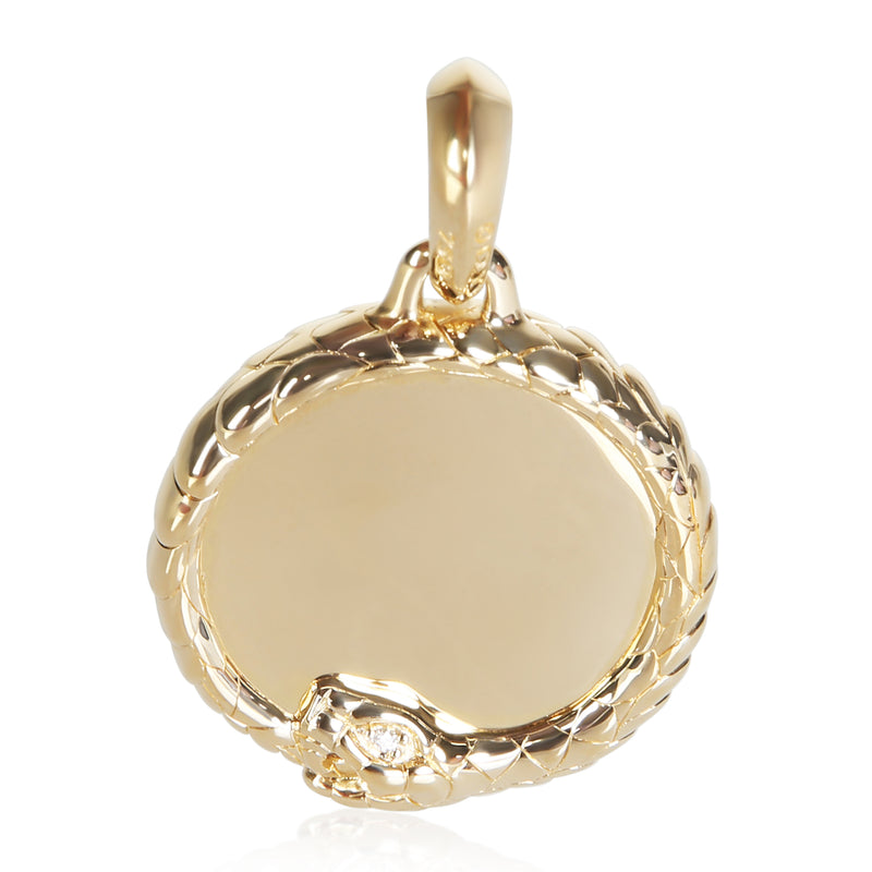 David Yurman Yellow Gold Diamond Oruboros Snake Amulet Pendant 18k