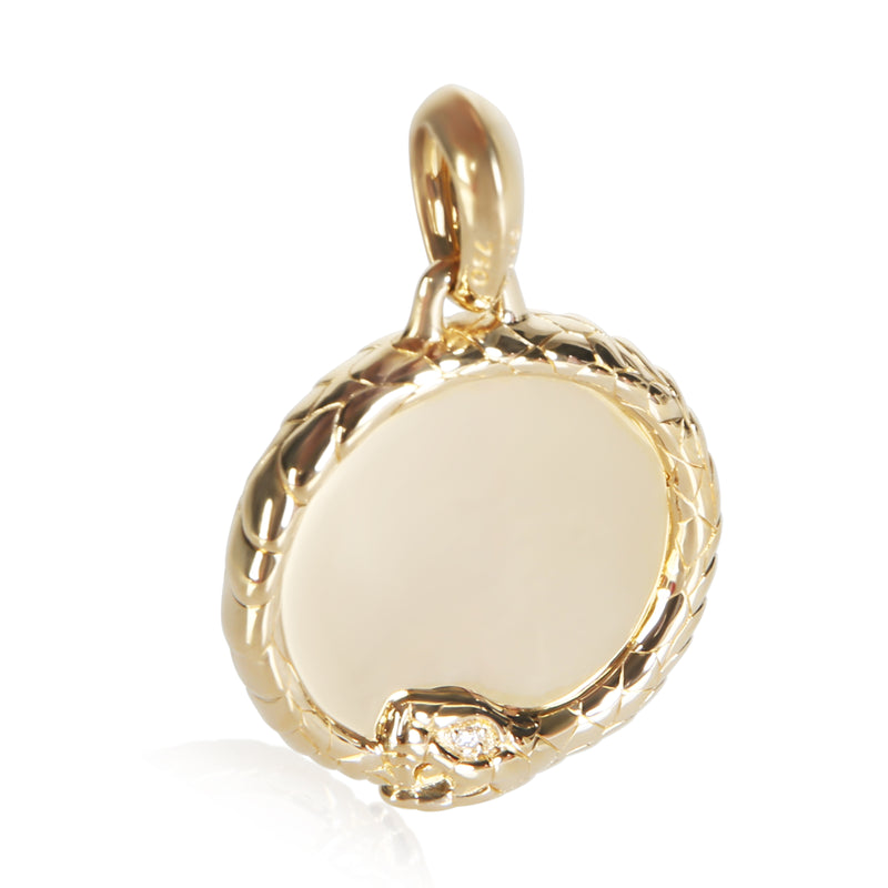 David Yurman Yellow Gold Diamond Oruboros Snake Amulet Pendant 18k