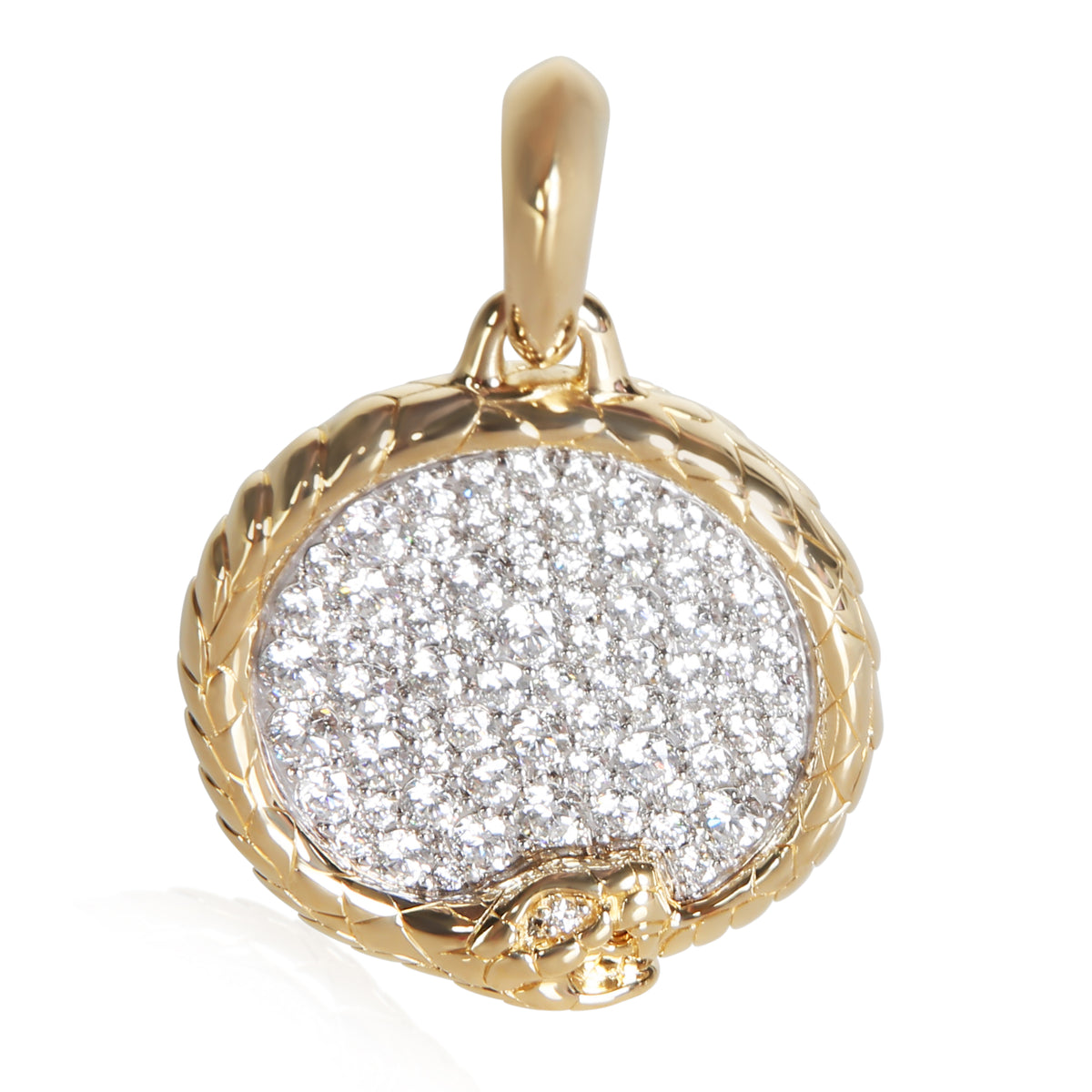 David Yurman Yellow Gold Diamond Oruboros Snake Amulet Pendant 18k