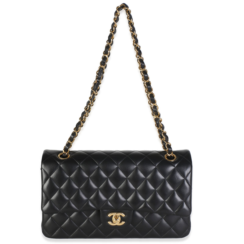 Chanel Black Quilted Lambskin Medium Classic Double Flap Bag Leather