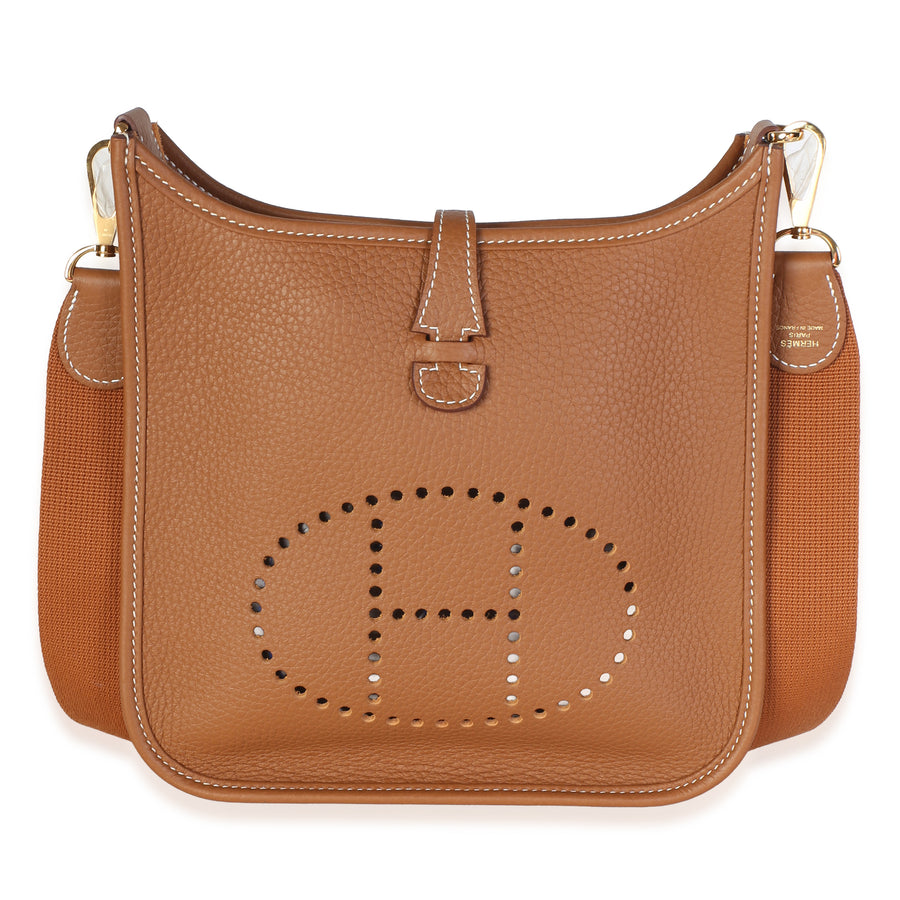 Hermès Gold Clemence Poche Iii Evelyne 23 Ghw Brown; Tan Leather Bag