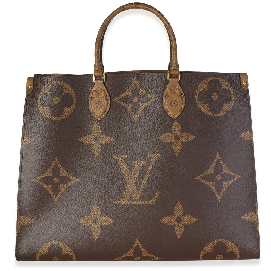 Louis Vuitton Monogram Reverse Canvas Onthego Gm Brown Bag