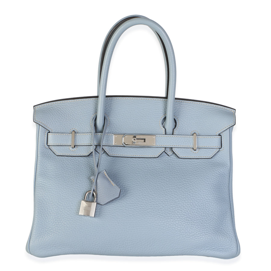 Hermès Bleu Lin Togo Birkin 30 Phw Blue Leather Bag