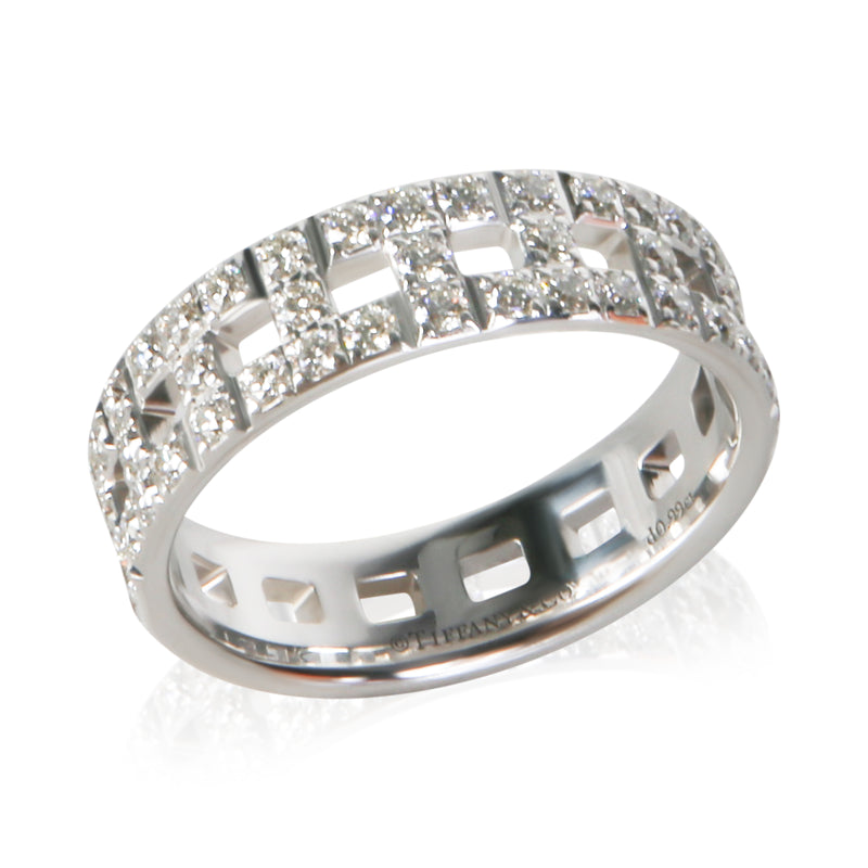 Tiffany & Co. White Gold Diamond T True Wide Ring 18k Rings