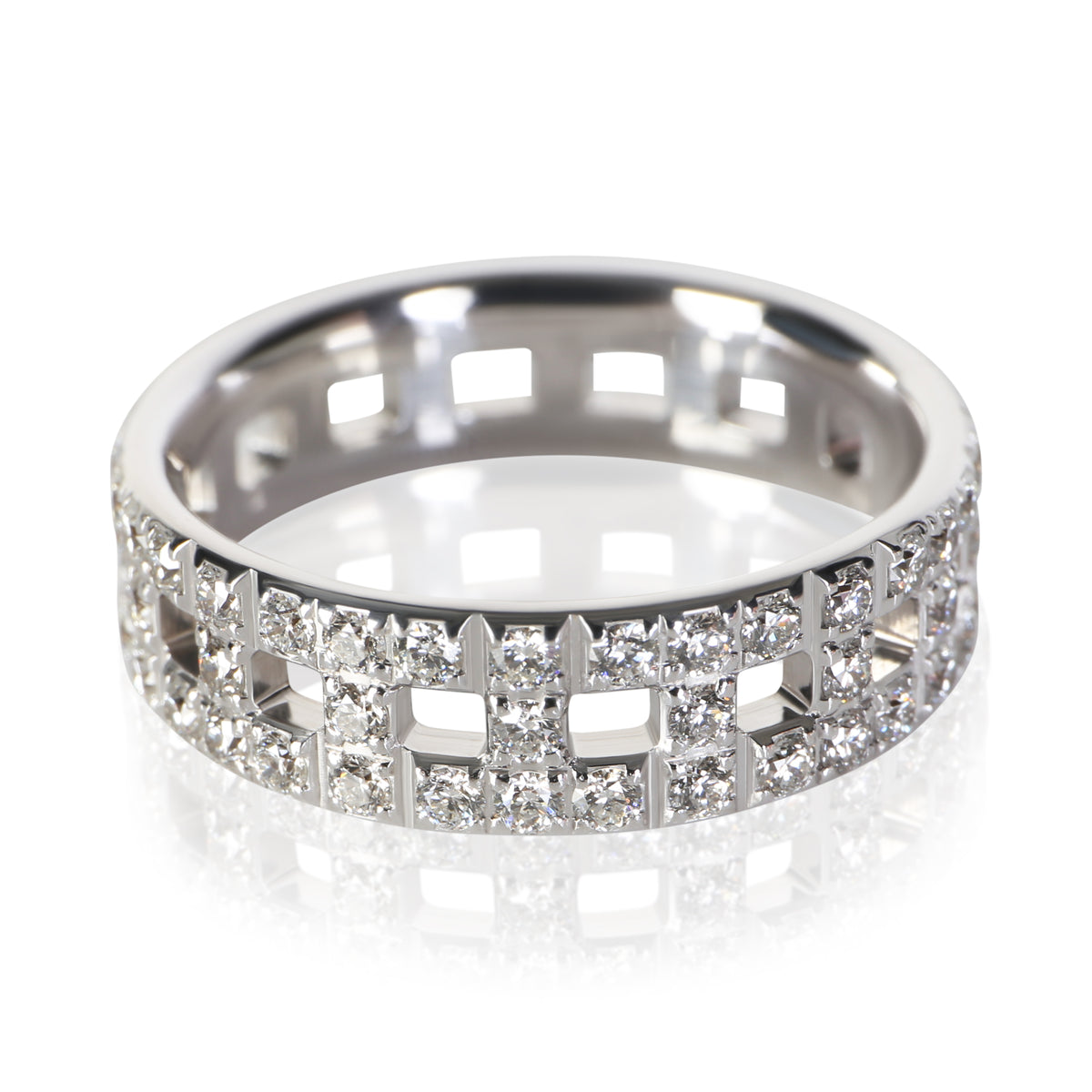 Tiffany & Co. White Gold Diamond T True Wide Ring 18k Rings