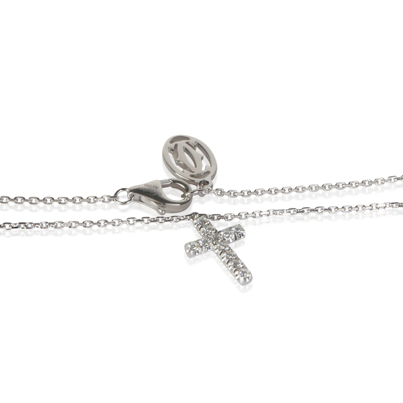 Cartier White Gold Diamond Symbols Cross Pendant 18k