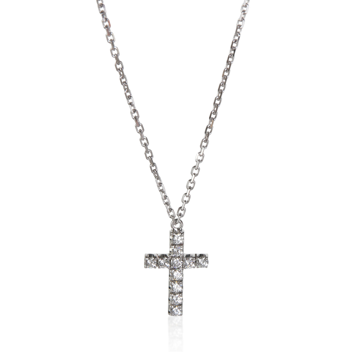 Cartier White Gold Diamond Symbols Cross Pendant 18k