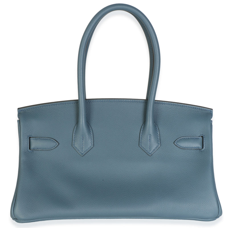 Hermès Bleu Tempete Evercolor Light Shoulder Birkin 29 Phw Blue Leather Bag