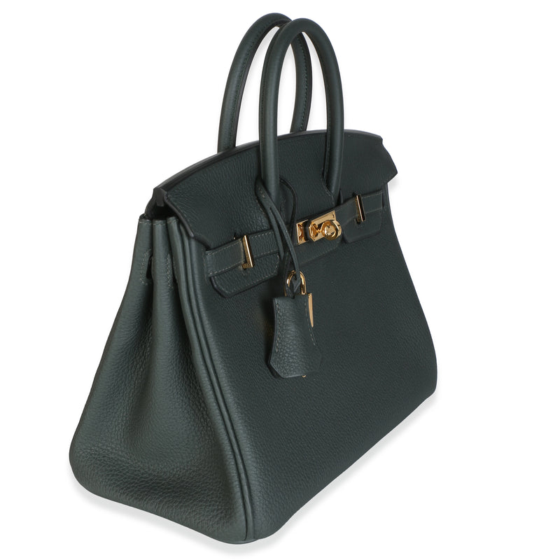 Hermès Vert Fonce Togo Birkin 25 Ghw Blue; Green Leather Bag