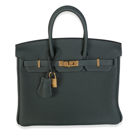 Hermès Vert Fonce Togo Birkin 25 Ghw Blue; Green Leather Bag