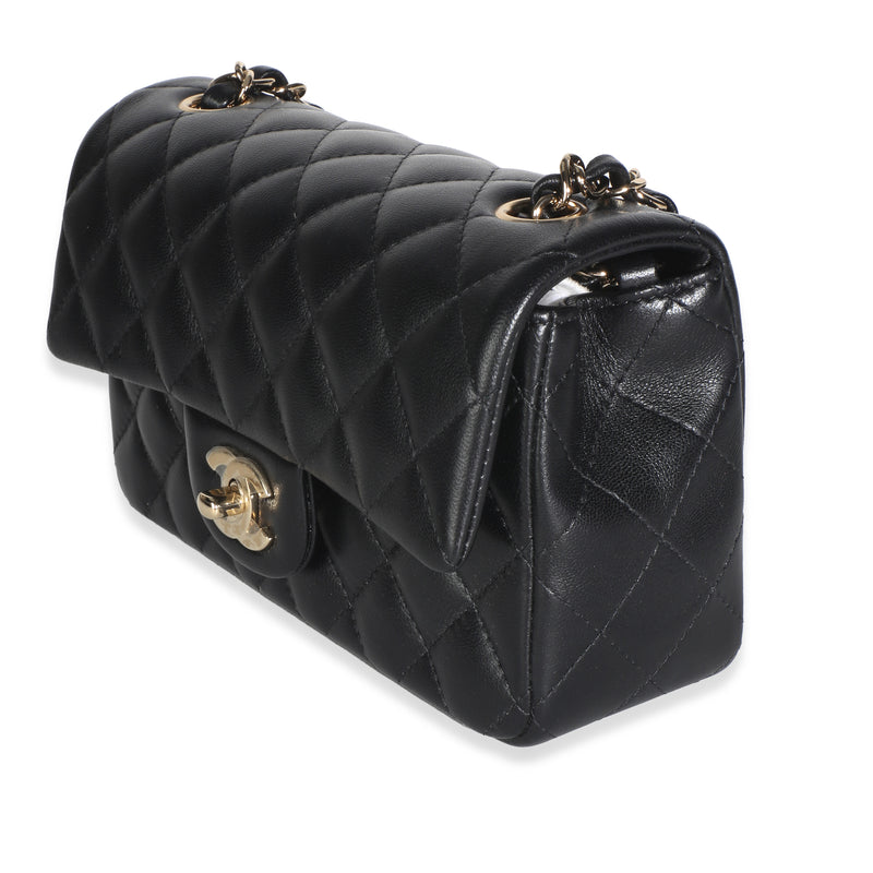 Chanel Black Quilted Lambskin Mini Rectangular Flap Bag Leather