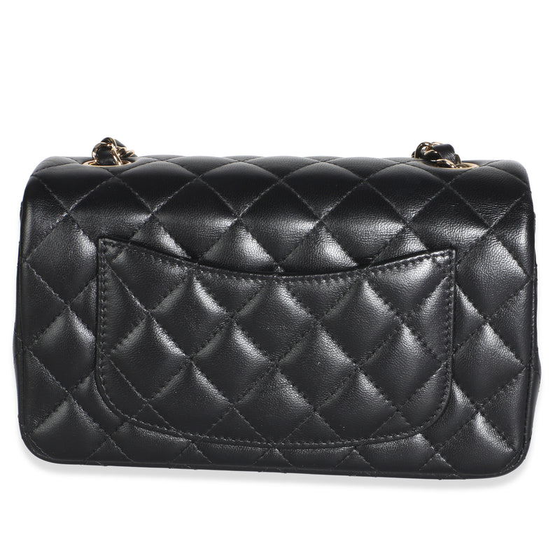 Chanel Black Quilted Lambskin Mini Rectangular Flap Bag Leather