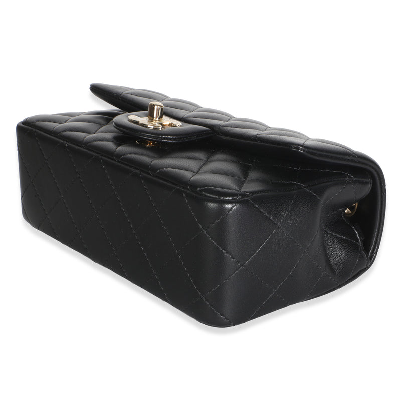 Chanel Black Quilted Lambskin Mini Rectangular Flap Bag Leather