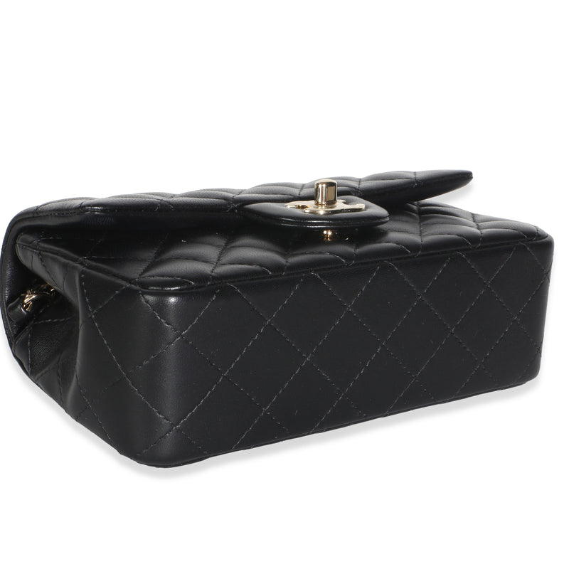 Chanel Black Quilted Lambskin Mini Rectangular Flap Bag Leather