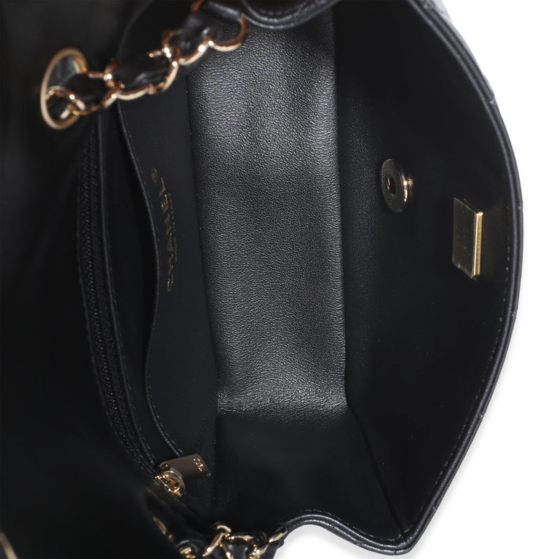 Chanel Black Quilted Lambskin Mini Rectangular Flap Bag Leather