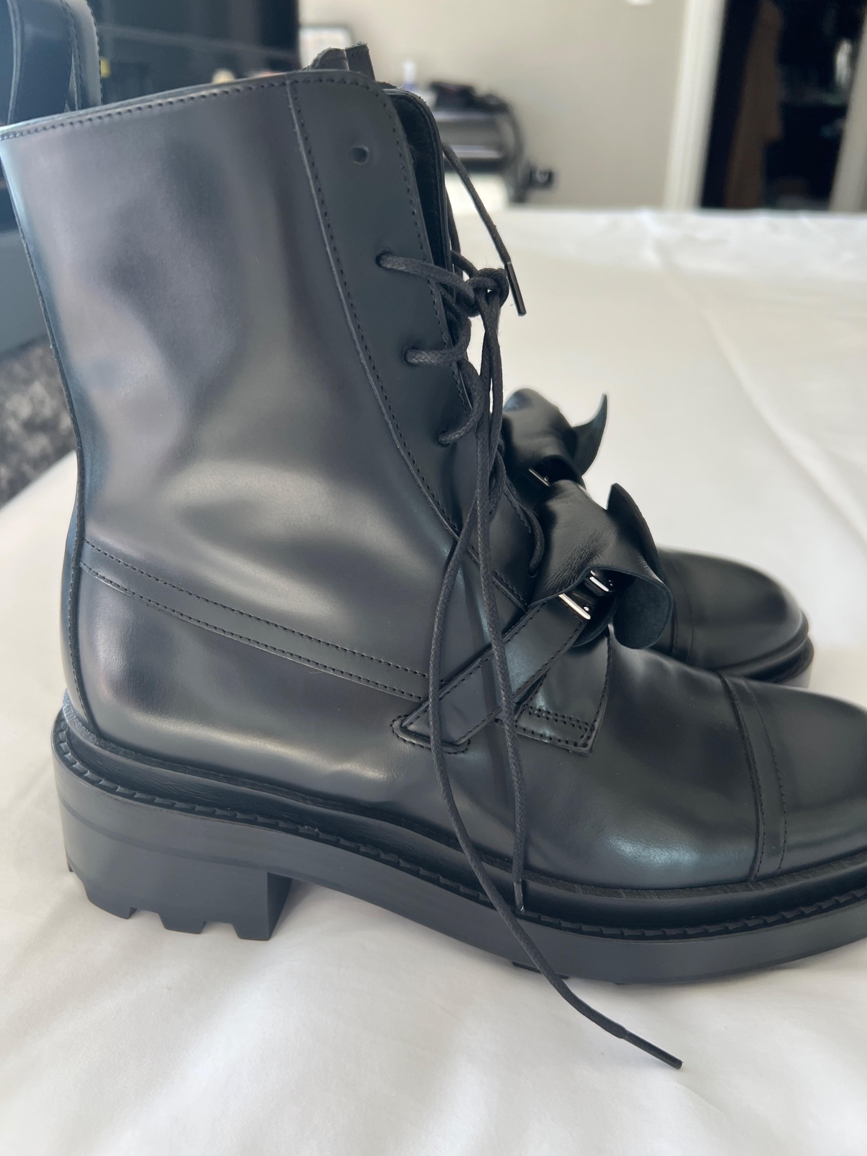 Hermes black Veau Glace leather Funk combat boots | Hardly Ever Worn It